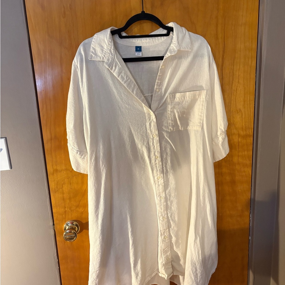 Women’s Cream Shirt Dress-Linen